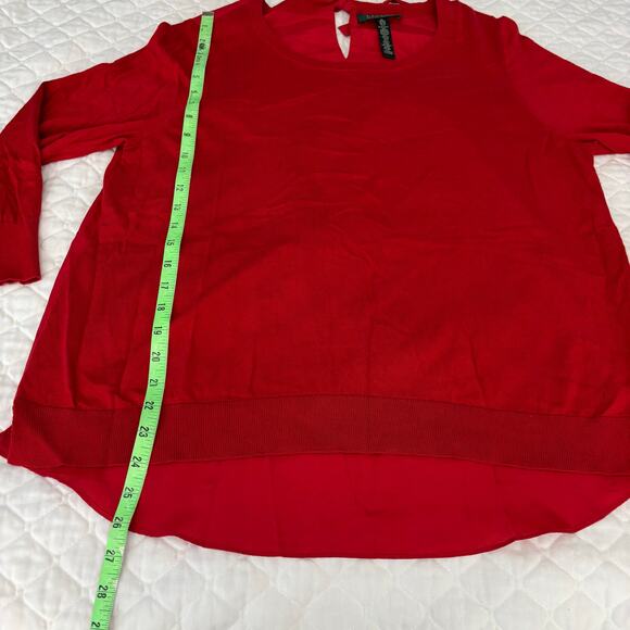 Lauren Ralph Lauren Red Cotton Blouse XL Back Bow Detail Classic Fit Top - Picture 6 of 7